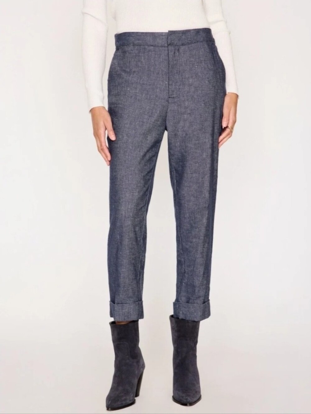 โค๏ธ NWOT! BROCHU WALKER WESTPORT INDIGO STRAIGHT CROP PANTS, ITALIAN LINEN COTTON